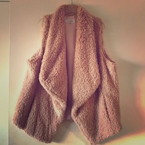 Blush colored Soft Fur Vest with Pockets
